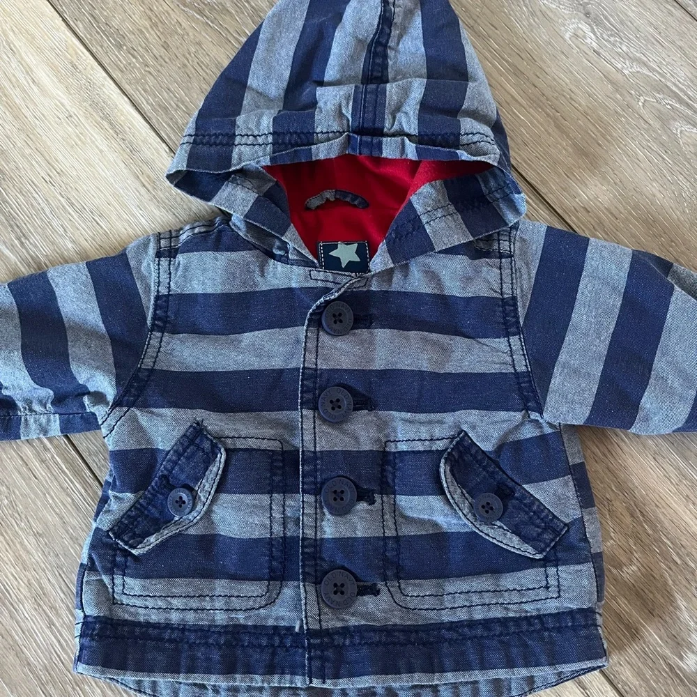 Old Navy Vintage Baby Blue Striped Jacket